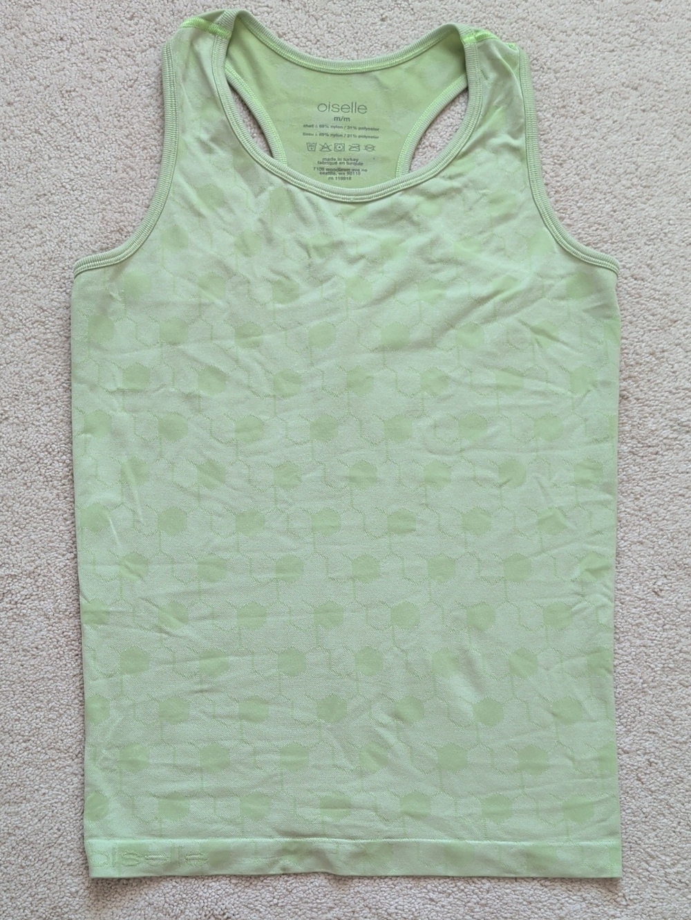Oiselle Green Hexagon Tank Top Size M